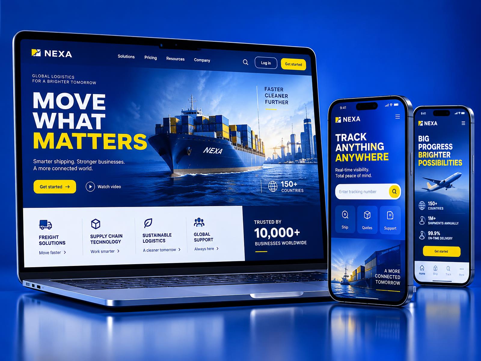 Laptop screen showing a finished responsive business website